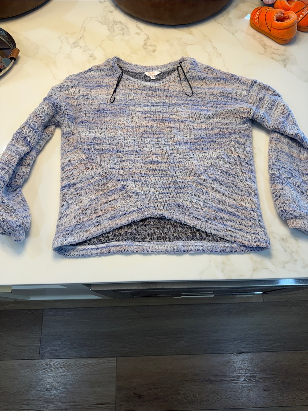 Candie's Lavender Open-Weave Scoop Neck Sweater